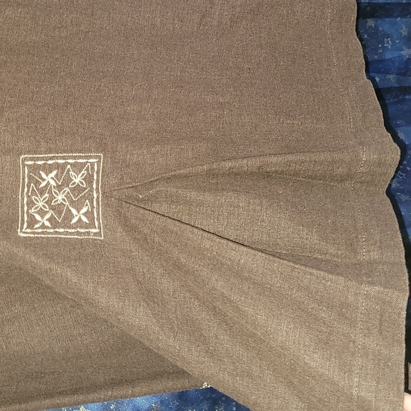 [EUC] ERIKA Vintage Boho Brown & Cream Embroidered 3/4 Sleeve Button-down Jacket - Picture 8 of 12